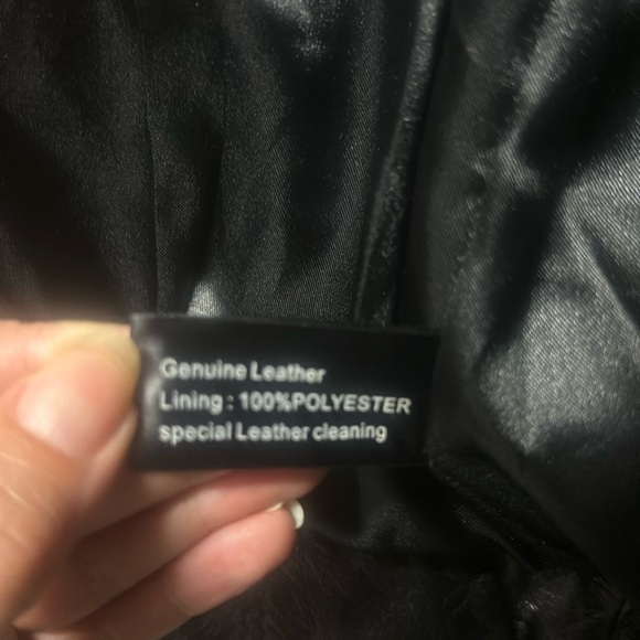 Billabong black real leather Moto motorcycle jacket L large quilted detail - Picture 3 of 4